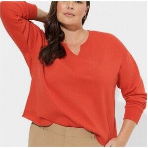 Torrid Relaxed Fit Notch Neck Red Sweatshirt Cropped Size 00 Cosy Soft (G15)